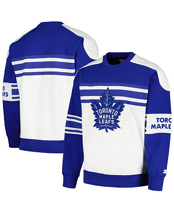 Мужской белый флисовый пуловер с круглым вырезом Toronto Maple Leafs Defense Starter