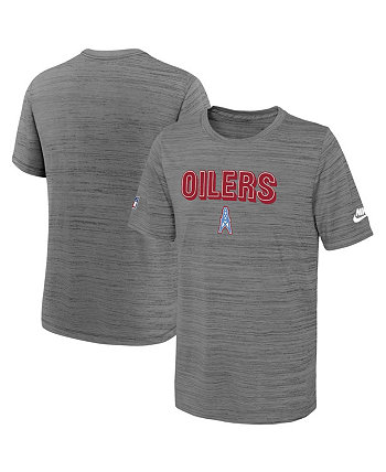 Футболка Big Boys Heather Grey Tennessee Titans Oilers Throwback Sideline Performance Team Issue Velocity Alternate Nike
