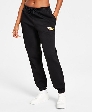 Женские флисовые спортивные штаны с логотипом из металлизированной фольги, эксклюзив Macy's Reebok