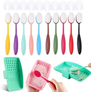 10Pcs Colored Mini Ink Blending Brushes BlendersInk Blending Tool with 1 Pcs Handheld Silicone Brush Scrubber Brush Cleaning Palette forCard Making for Painting,Drawing Paper Crafter (Brush Head0.6'') BAOFALI