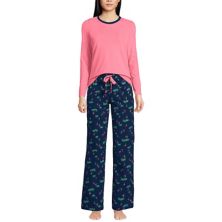 Женский вязаный пижамный топ с длинными рукавами и пижамные штаны Lands End для сна Lands' End