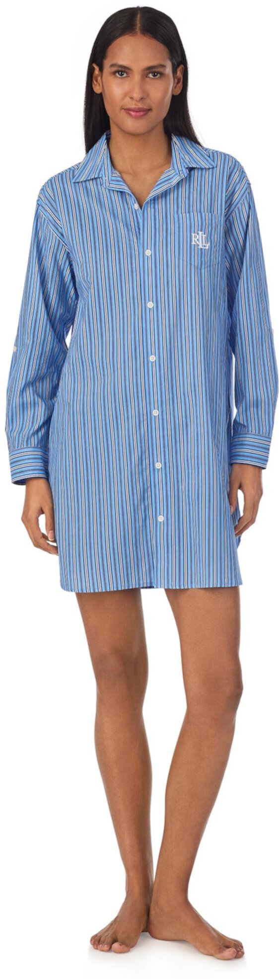 Ночная рубашка с короткими рукавами и длинными рукавами LAUREN Ralph Lauren