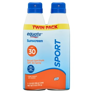 Equate Sport Sunscreen Spray, SPF 30, 11 oz, 2 Count Equate