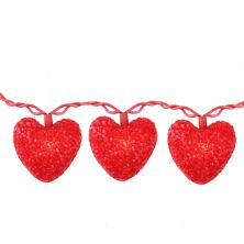 10-Count Red Heart Mini Valentine's Day Light Set  7.5ft Red Wire Christmas Central