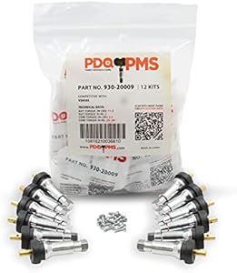 Wheel Accessories Parts PDQ TPMS 12 PC OEM Sensor Service Kit Snap-in Tire Rubber Valve Stems | Schrader 20008 Fits GM 2006 +, Ford 2009 +, Subaru 2004 +, Chrysler 2005 +, Dodge 2005 +, Jeep 2005 + Wheel Accessories Parts