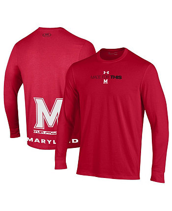Men's and Women's Red Maryland Terrapins 2024 On-Court Bench Unity Performance Long Sleeve T-shirt Under Armour