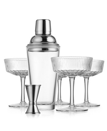 Martini Set with Cocktail Shaker, 4 Martini Glasses and Double Jigger Godinger