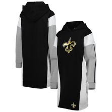 Women's G-III 4Her by Carl Banks Black New Orleans Saints Bootleg Long Sleeve Hoodie T-Shirt Dress G-III