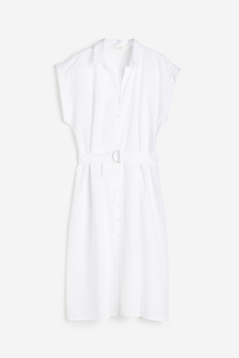 Женское Хлопковое Платье-Рубашка с Поясом H&M H&M