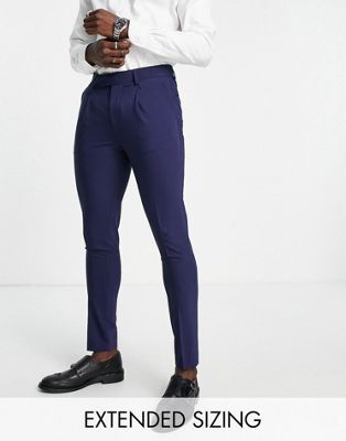 Супероблегающие брюки Noak 'Tower Hill' из камвольной смеси эластичной шерсти темно-синего цвета Noak
