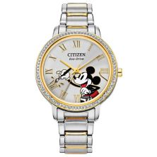 Женские двухцветные часы Citizen Eco-Drive Disney с Микки Маусом из нержавеющей стали Citizen