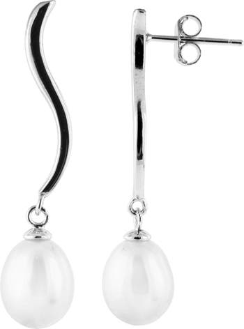 Серьги-капли диаметром 7,5-8 мм с культивированным пресноводным жемчугом Splendid Pearls