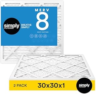 Воздушные фильтры 30x30x1 MERV 8 (2 штуки) - Фактические размеры 29,5'x29,5'x0,75' для систем HVAC и кондиционеров Simply