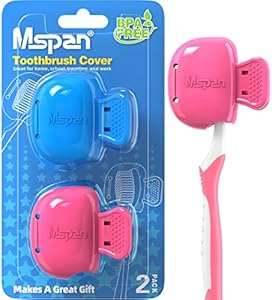 Mspan Toothbrush Protector Clip Pod: Tooth Brush Head Pods Compatible with Oral-B Philips Colgate for Manual & Electric Toothbrush - 2 Packs Mspan