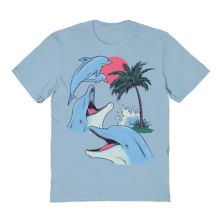 Men's COLAB89 by Threadless Four Dolphin Palm Tree Graphic Tee COLAB89 by Threadless