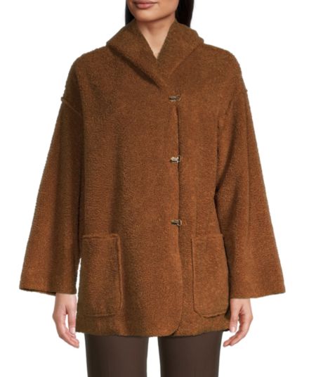 Тедди пальто с капюшоном из искусственного меха Max Studio