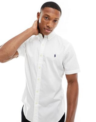 Белая твиловая рубашка узкого кроя с короткими рукавами и логотипом Polo Ralph Lauren Polo Ralph Lauren