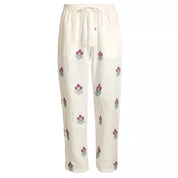 Льняные брюки Craft Heritage с цветочной вышивкой HARAGO
