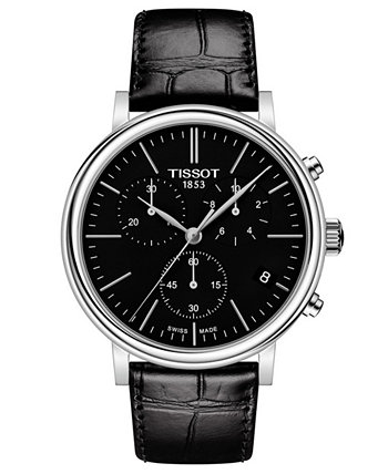 Мужской швейцарский хронограф Carson Premium, черный кожаный ремешок, часы 41 мм Tissot