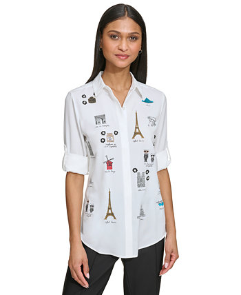 Женская фирменная тканая блуза Karl Lagerfeld Paris
