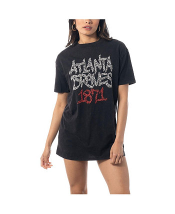 Черное женское платье-футболка Atlanta Braves The Wild Collective