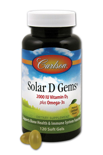 Carlson Solar D Gems® Натуральный лимон — 2000 МЕ — 120 мягких капсул Carlson