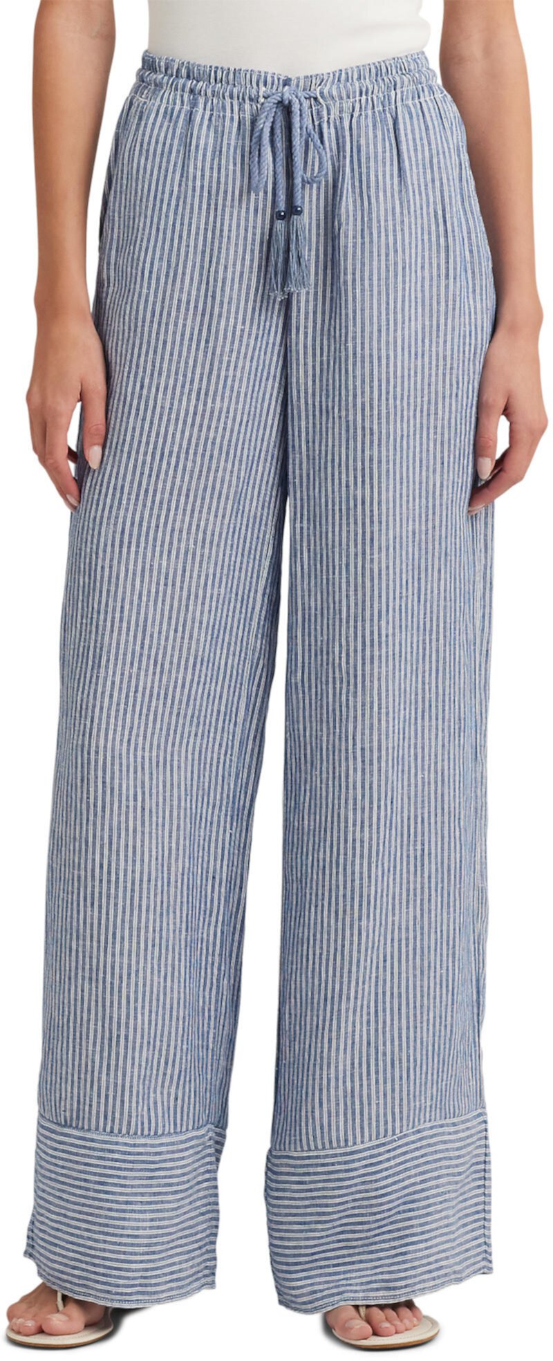 Pinstripe Linen Wide-Leg Pants LAUREN Ralph Lauren