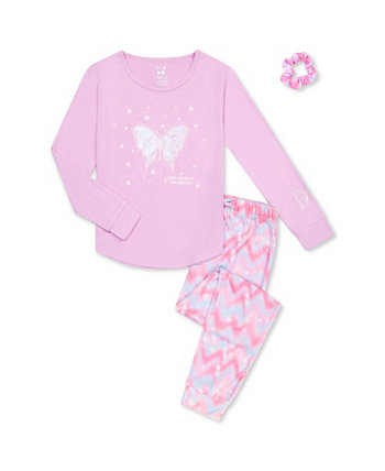 Пижамный комплект с длинными рукавами и резинкой для волос для маленьких девочек, 3 предмета Max & Olivia