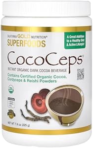 California Gold Nutrition CocoCeps, Organic Cocoa, Cordyceps & Reishi, Instant Organic Dark Cocoa Beverage, 7.9 oz (225 g) Madre Labs