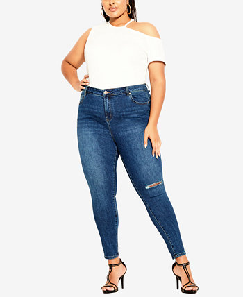 Модные укороченные джинсы большого размера Asha Spirit City Chic