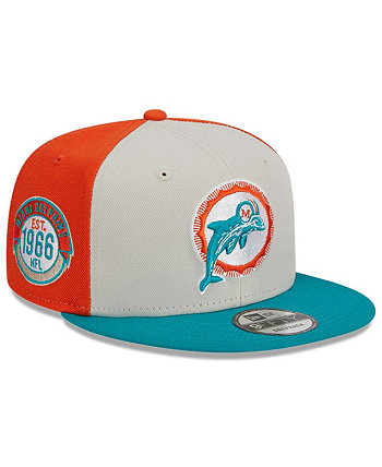 Мужская кремовая кепка Aqua Miami Dolphins 2023 Sideline Historic 9FIFTY Snapback New Era