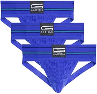 GOLBERG G Men’s Athletic Supporters (3 Pack) - Jock Strap Underwear - Extra Strength Elastic GOLBERG G