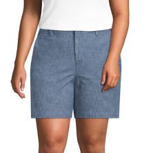Plus Size Lands' End 7-Inch Chambray Shorts Lands' End
