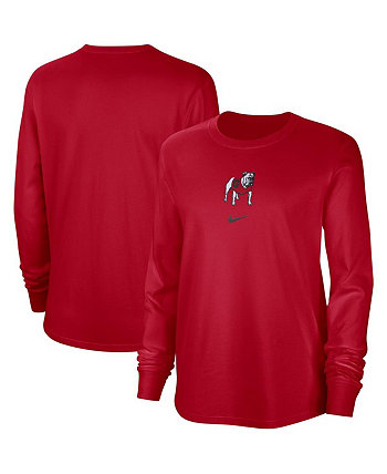Женская красная рваная футболка с длинными рукавами в винтажном стиле Georgia Bulldogs Nike