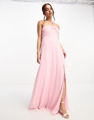 Бледно-розовое платье-бандо с бантом TFNC Bridesmaid TFNC