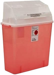 Covidien 31314886 Sharps-A-Gator Safety in Room Sharps Container with Counterbalance Lid, 3 gal Capacity, Transparent Red (Pack of 12) COVIDIEN