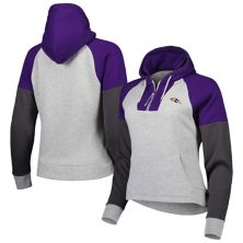 Женский пуловер с капюшоном и капюшоном Baltimore Ravens Jackpot с капюшоном Antigua Heathered Grey/Purple Baltimore Ravens Jackpot Raglan Antigua