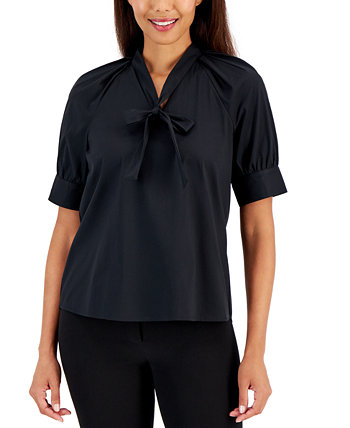 Женская блузка с воротником-стойкой и пышными рукавами Anne Klein