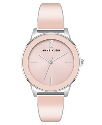 Женские часы-браслет из кварца с розовой эмалью и серебристым сплавом с тремя стрелками, 33 мм Anne Klein