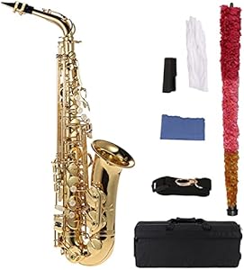 Alto Saxophone Brass Gold Plated And Flat Sax 802 Key Type Instrument Of Woodwind With Cleaning Brush Cloth Gloves Cork Grease Strap Padded Case Summina