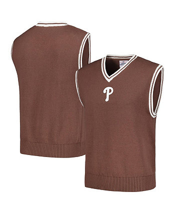 Men's Brown Philadelphia Phillies Knit V-Neck Pullover Sweater Vest PLEASURES