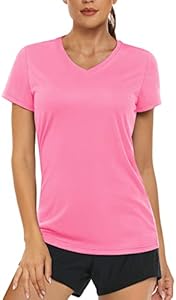 MAGCOMSEN Women's T Shirts V-Neck Short Sleeve UPF 50+ Sun Protection Performance Quick Dry Athletic Shirts Tee Tops Magcomsen