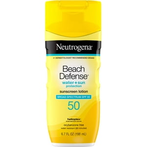 Neutrogena Beach Defense Water Resistant Sunscreen Body Lotion SPF 50, Oil-Free Lightweight Oxybenzone-Free Sun Protection 6.7 oz (Pack of 2) Neutrogena