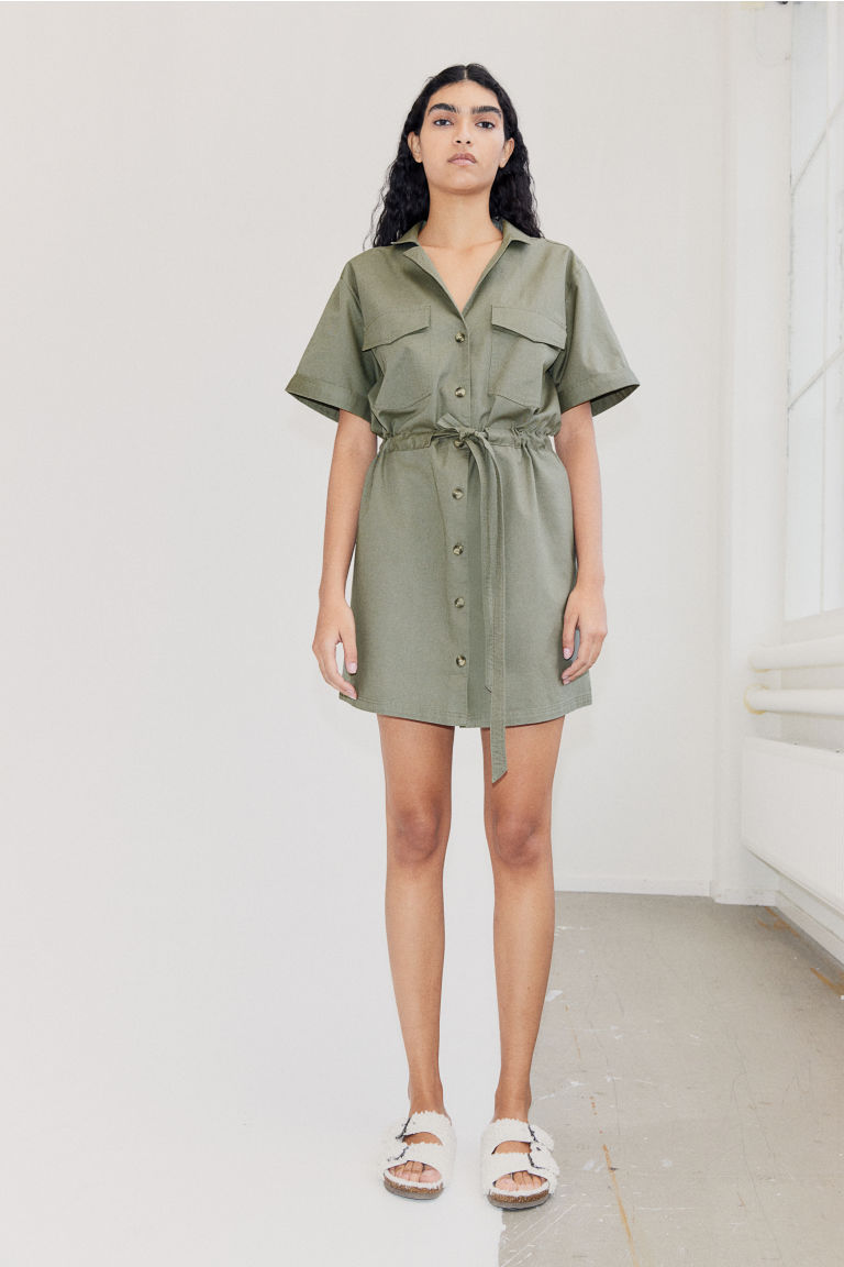 Linen-blend Utility Dress H&M