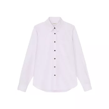 Gingham Cotton Poplin Button-Front Shirt Lafayette 148 New York