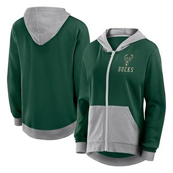 Women's Hunter Green Milwaukee Bucks Hit It French Terry Full-Zip Hoodie Unbranded