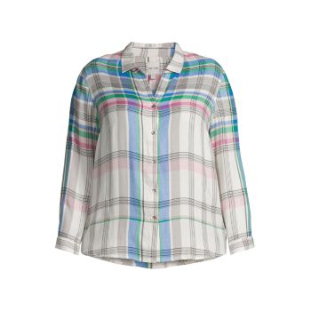 Plus Size Here To There Plaid Twill Shirt NIC+ZOE, Plus Size