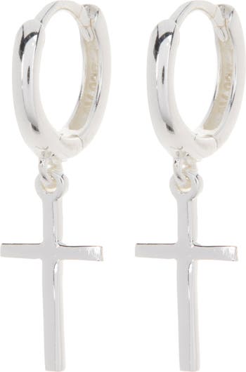 Серьги-кольца Huggie с крестом из стерлингового серебра ARGENTO VIVO STERLING SILVER