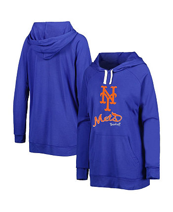 Женский пуловер с капюшоном с регланами Royal New York Mets Pre-Game Touch