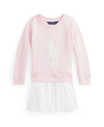 Платье-толстовка из флиса с большим пони для маленьких девочек Ralph Lauren